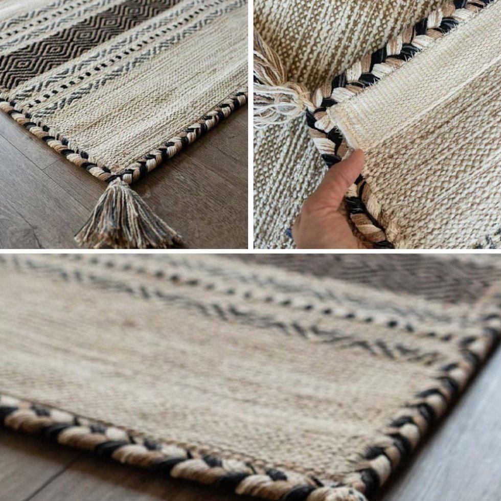 Tapis d'accent moderne en kilim indien