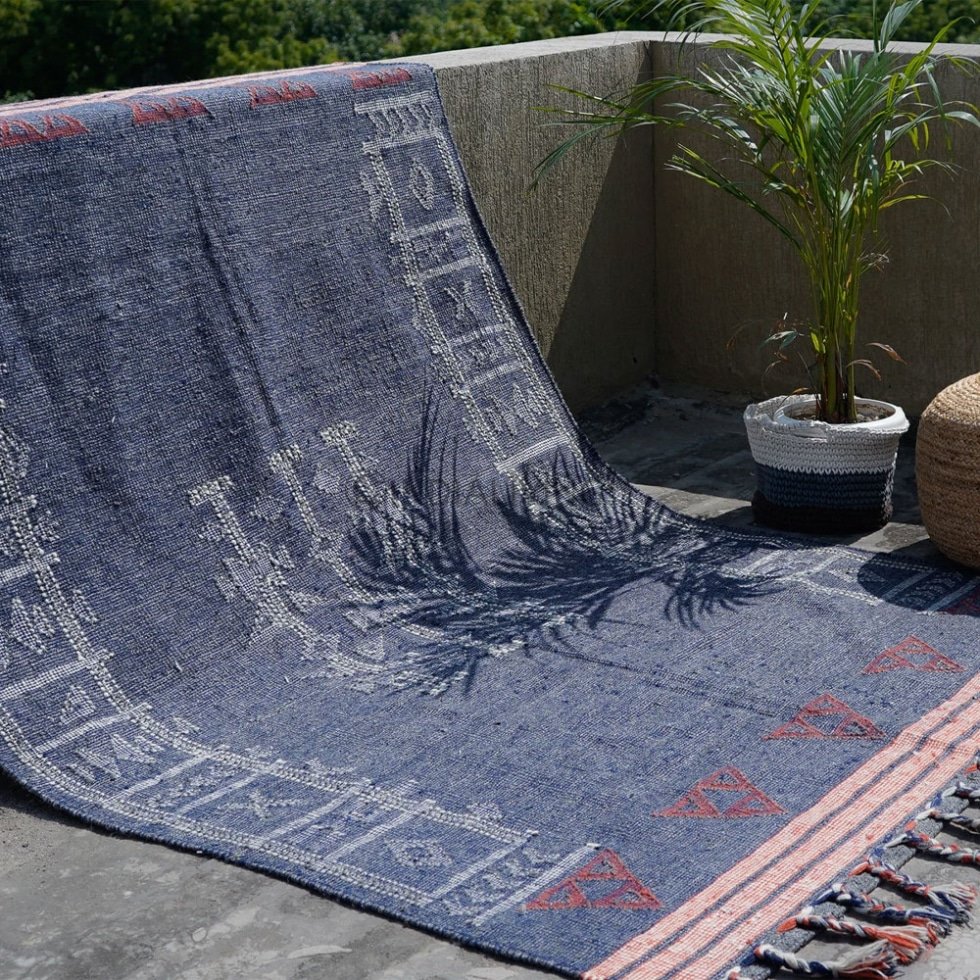 Tapis indien Kilim de style ancien
