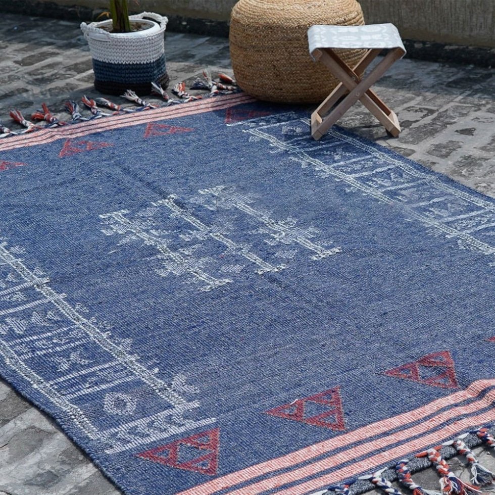 Tapis indien Kilim de style ancien