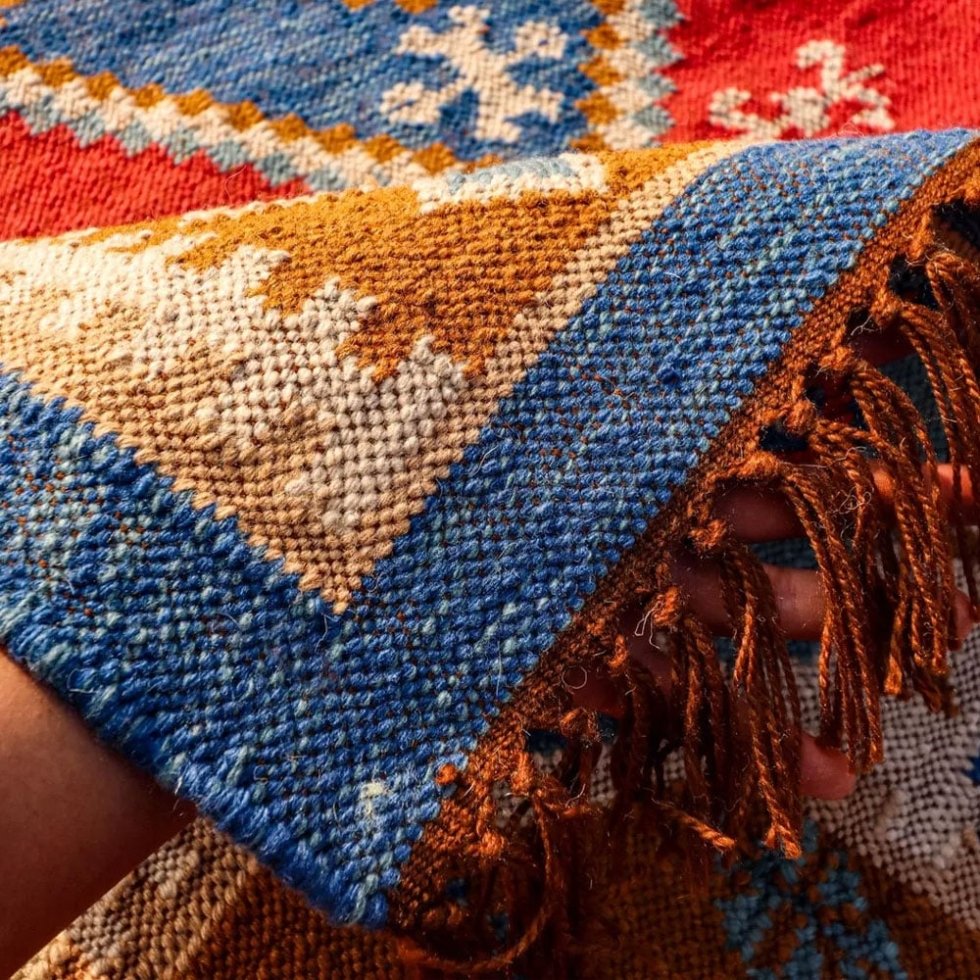 Authentique tapis kilim indien tissé à la main