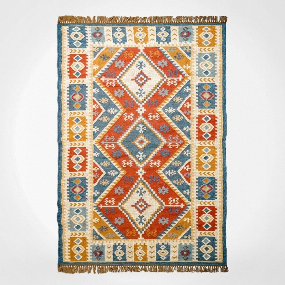 Authentique tapis kilim indien tissé à la main