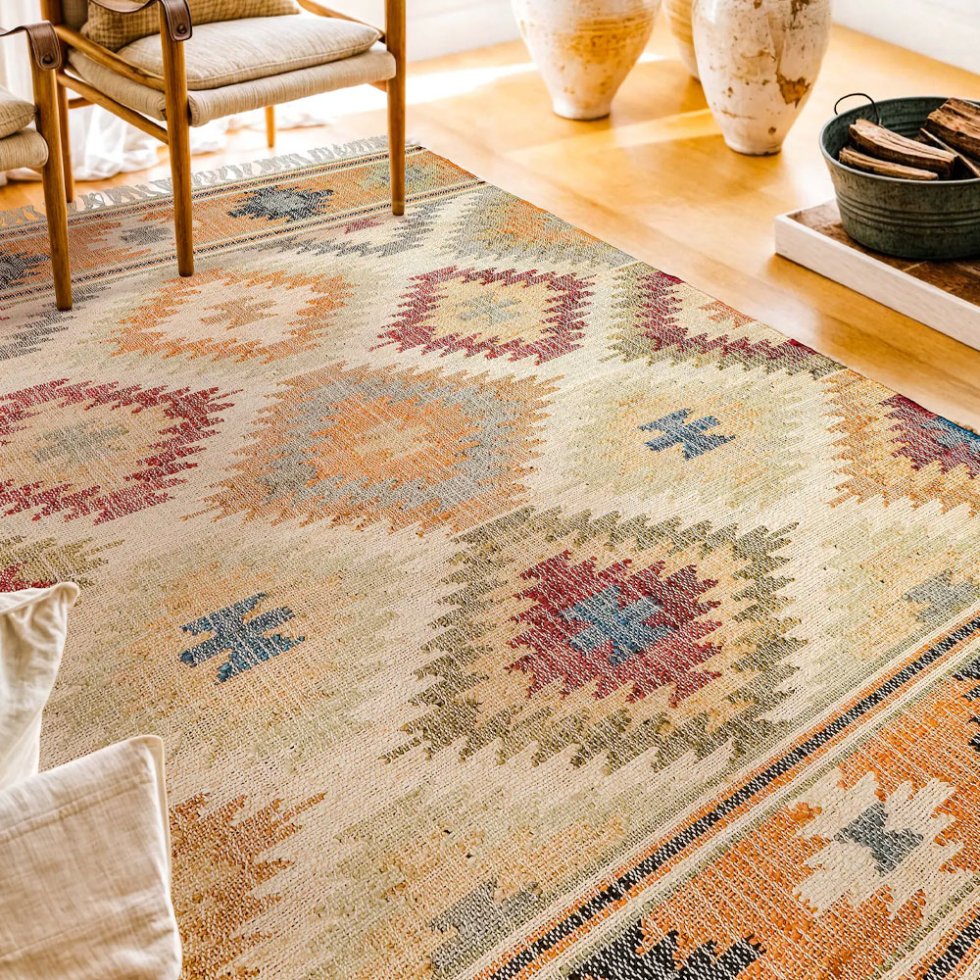 Tapis kilim de style aztèque