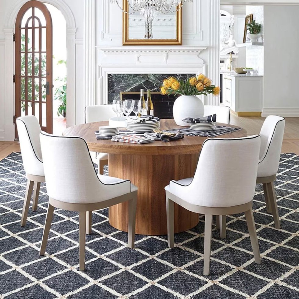 Tapis kilim à losanges noirs et blancs
