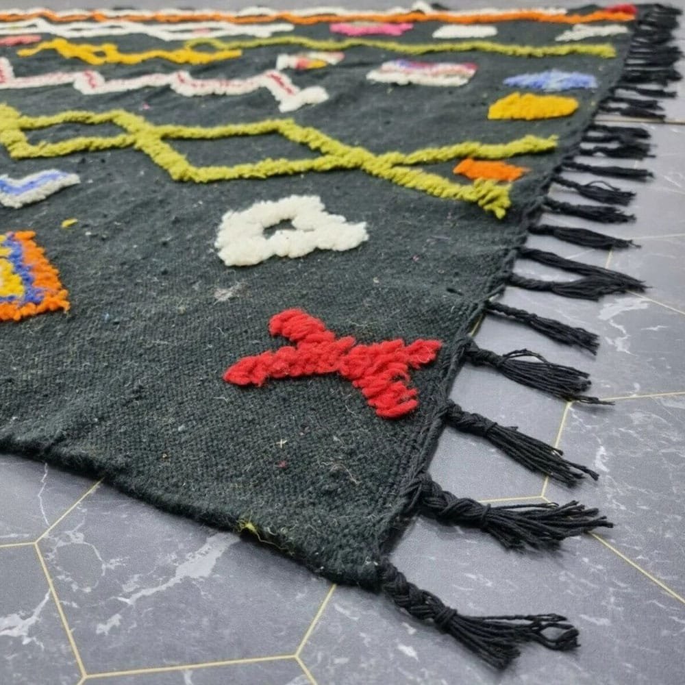 Tapis kilim berbère tribal noir Tapis kilim berbère tribal noir – Image 8