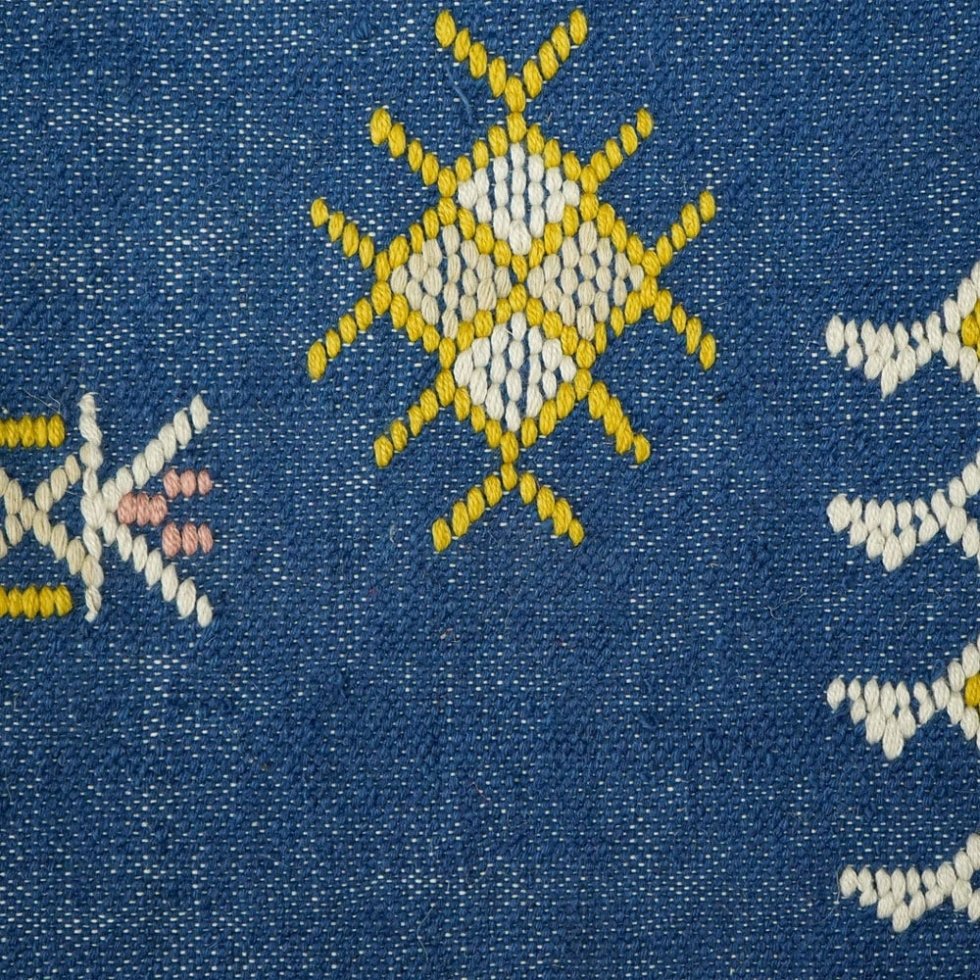 Tapis kilim bleu de style aztèque
