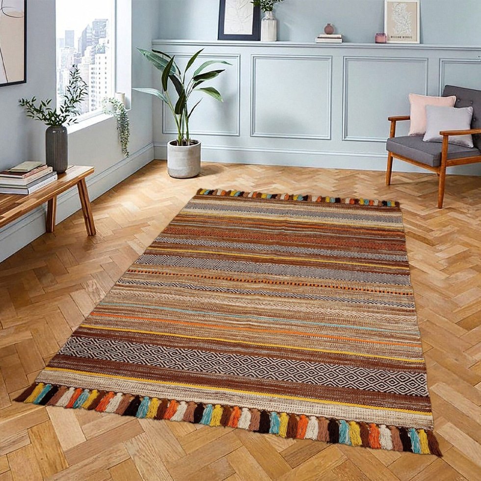 Tapis kilim indien contemporain