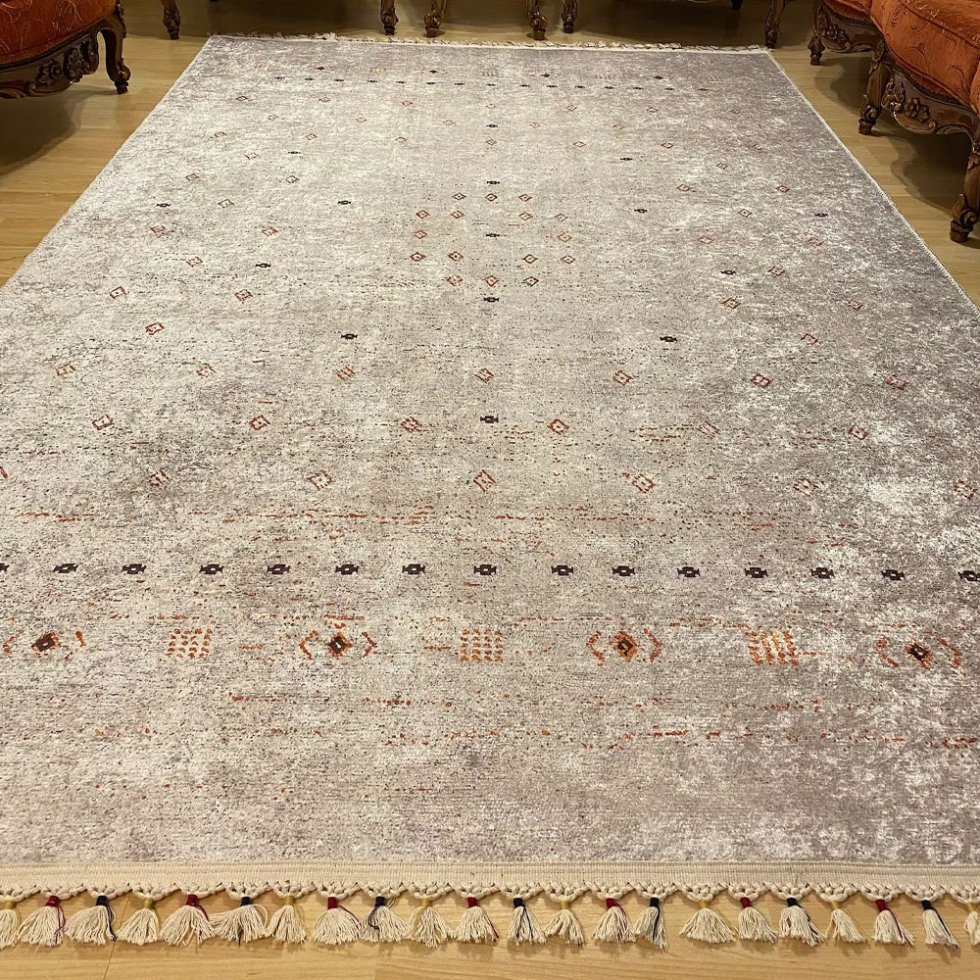 Tapis abstrait crème et gris