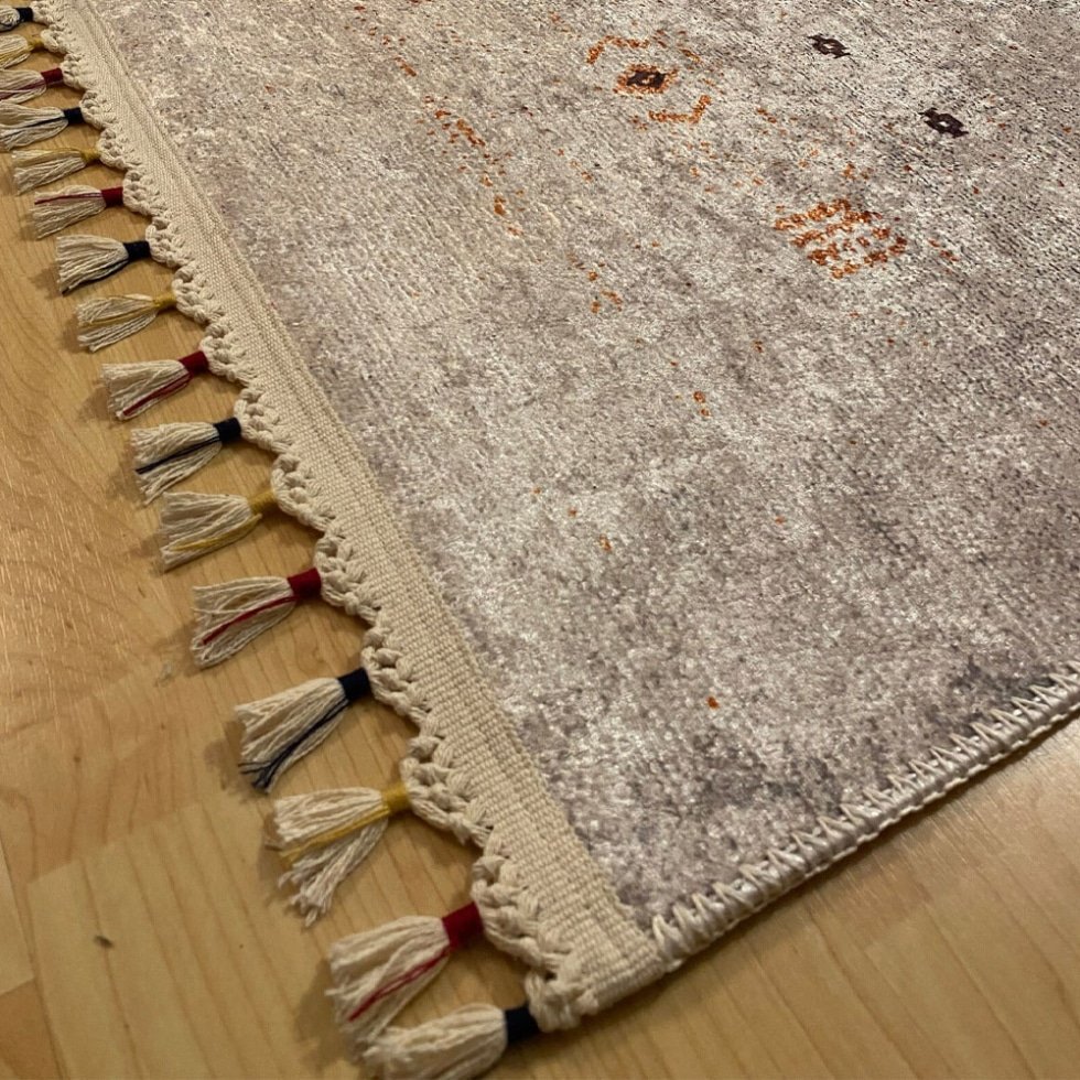 Tapis abstrait crème et gris