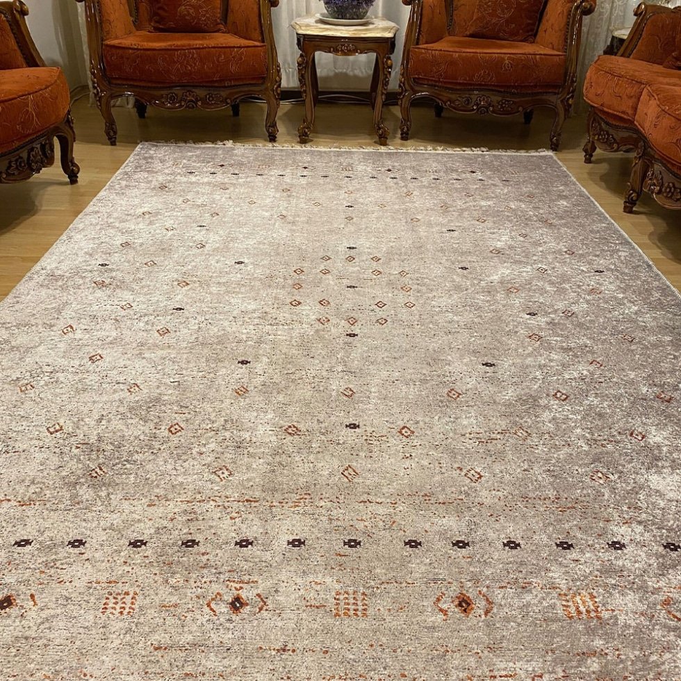 Tapis abstrait crème et gris