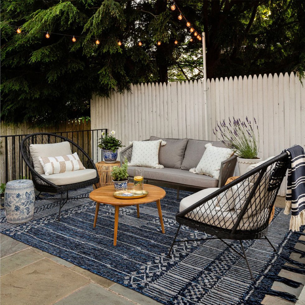 Tapis kilim en denim de style graduel