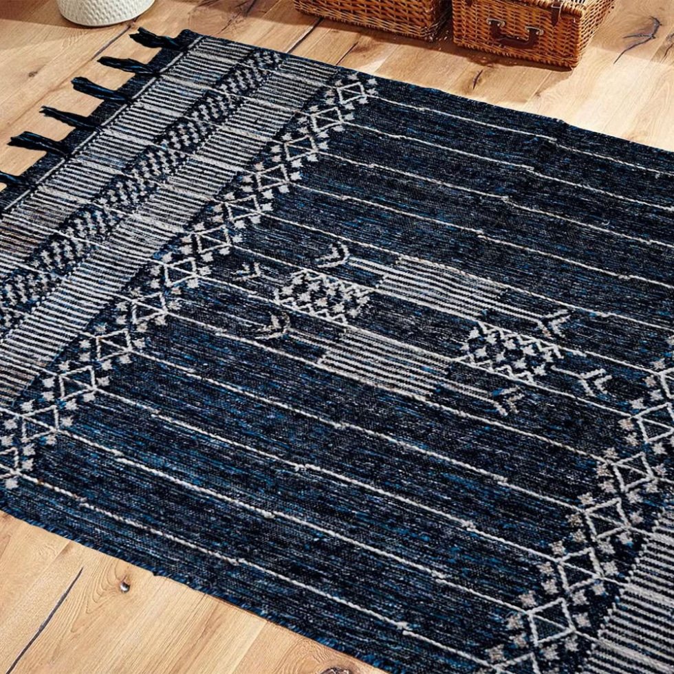 Tapis kilim en denim de style graduel