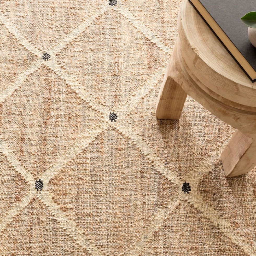 Tapis indien Kilim en jute diamantée
