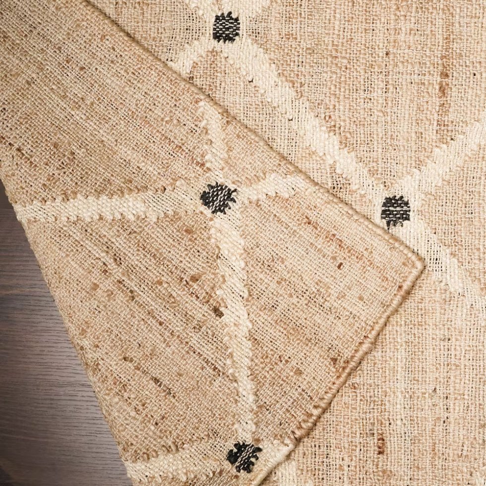 Tapis indien Kilim en jute diamantée