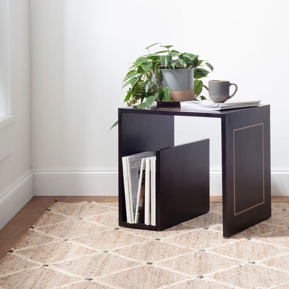 Tapis indien Kilim en jute diamantée