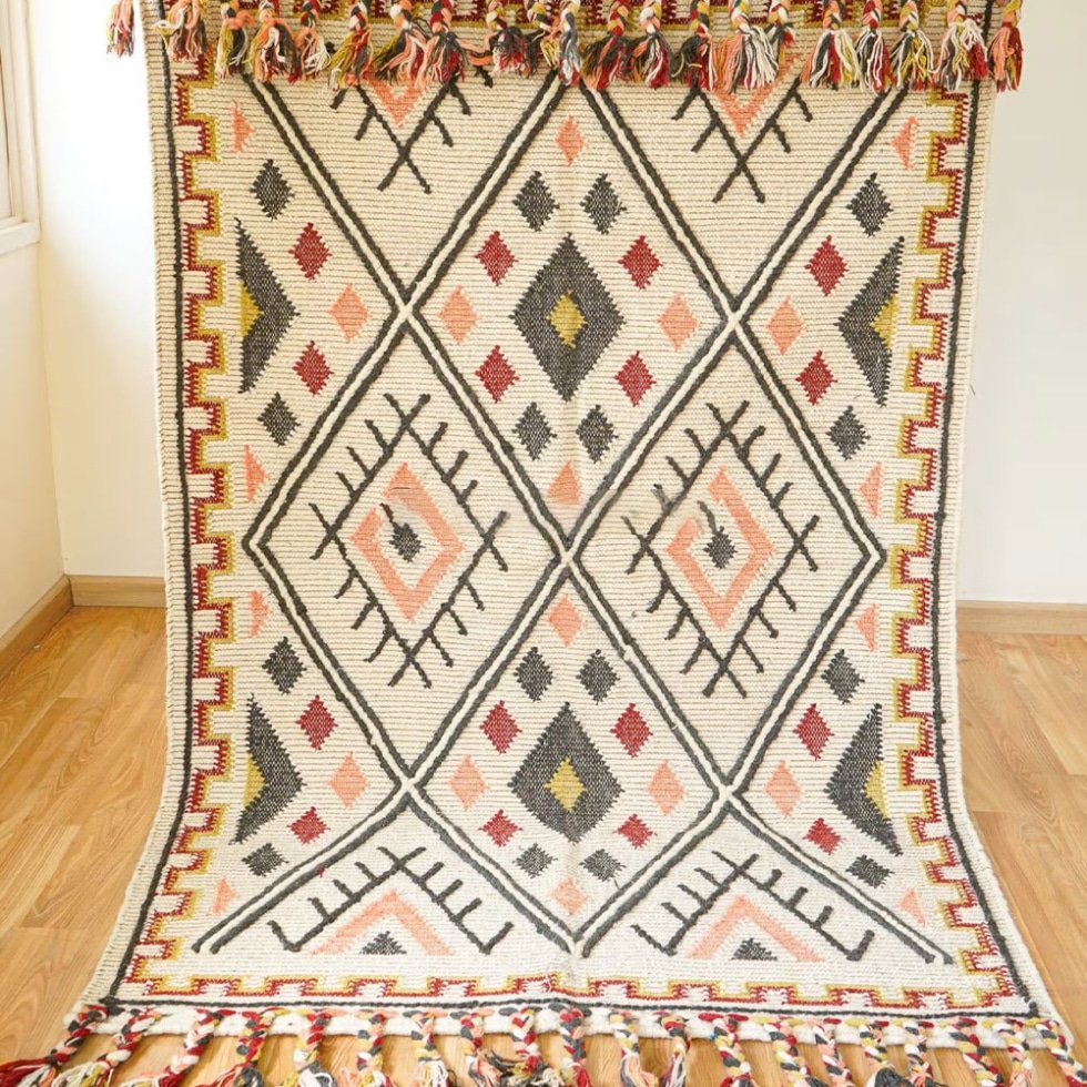 Tapis kilim en laine et coton à tissage plat