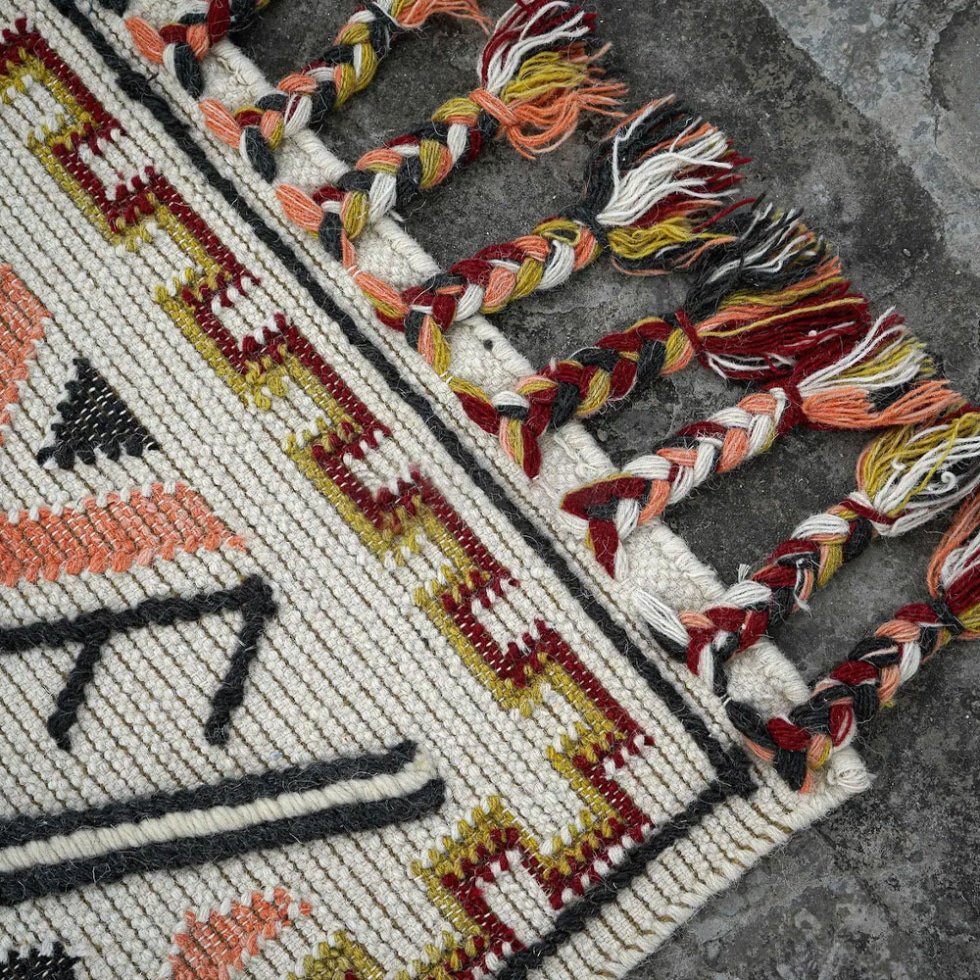 Tapis kilim en laine et coton à tissage plat