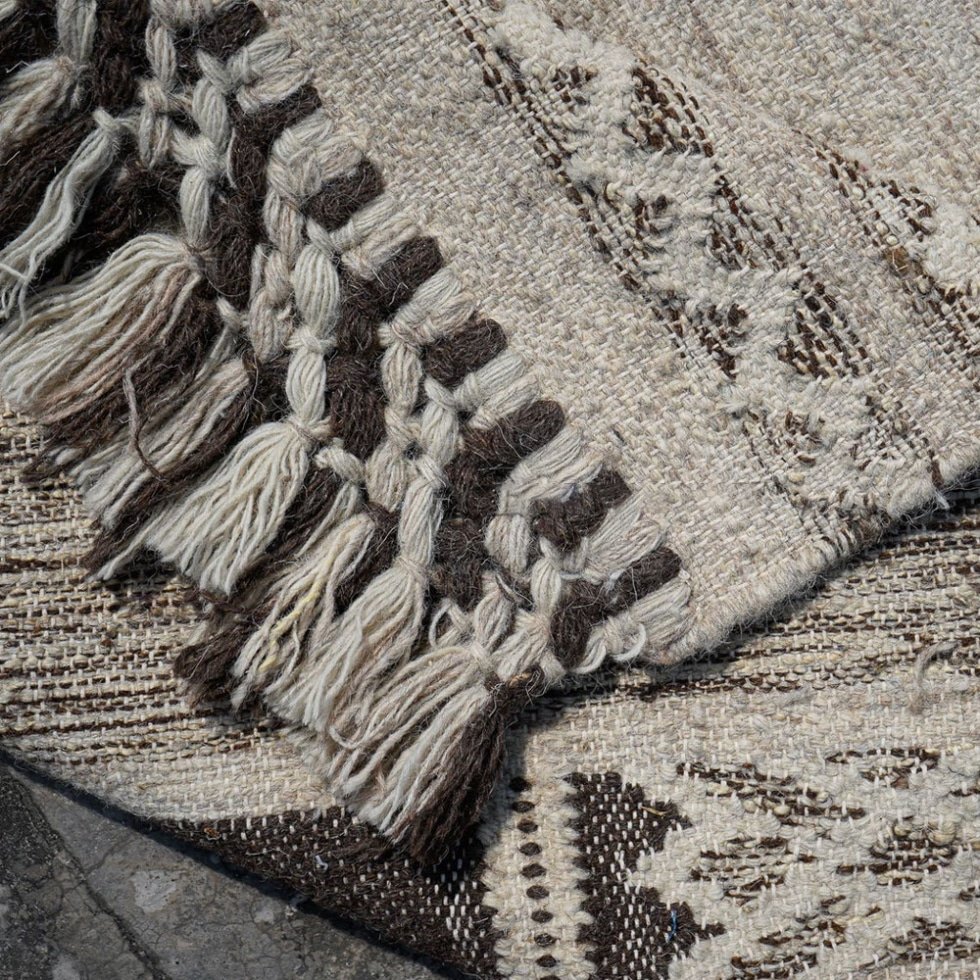Kilim indien moderne géométrique gris