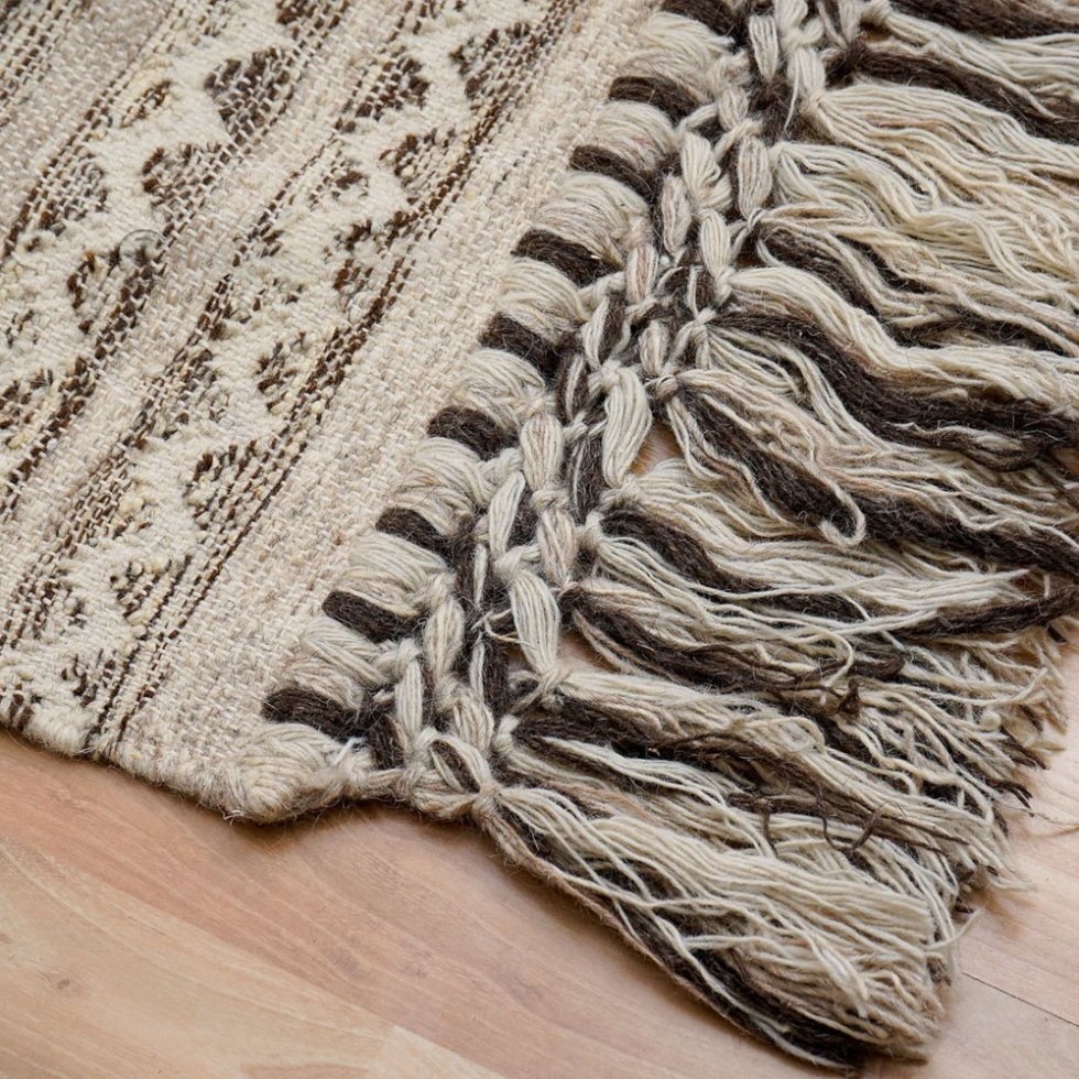 Kilim indien moderne géométrique gris