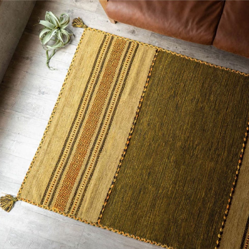 Tapis kilim indien vert