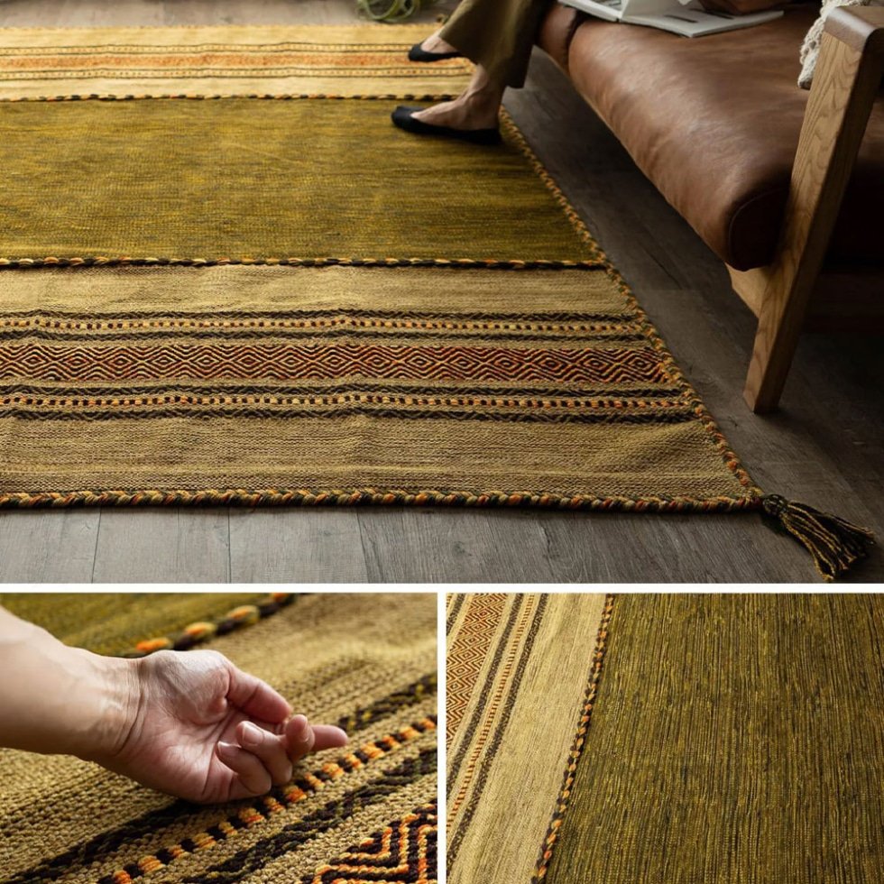 Tapis kilim indien vert