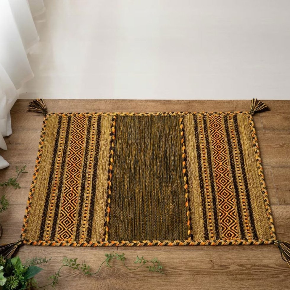 Tapis kilim indien vert