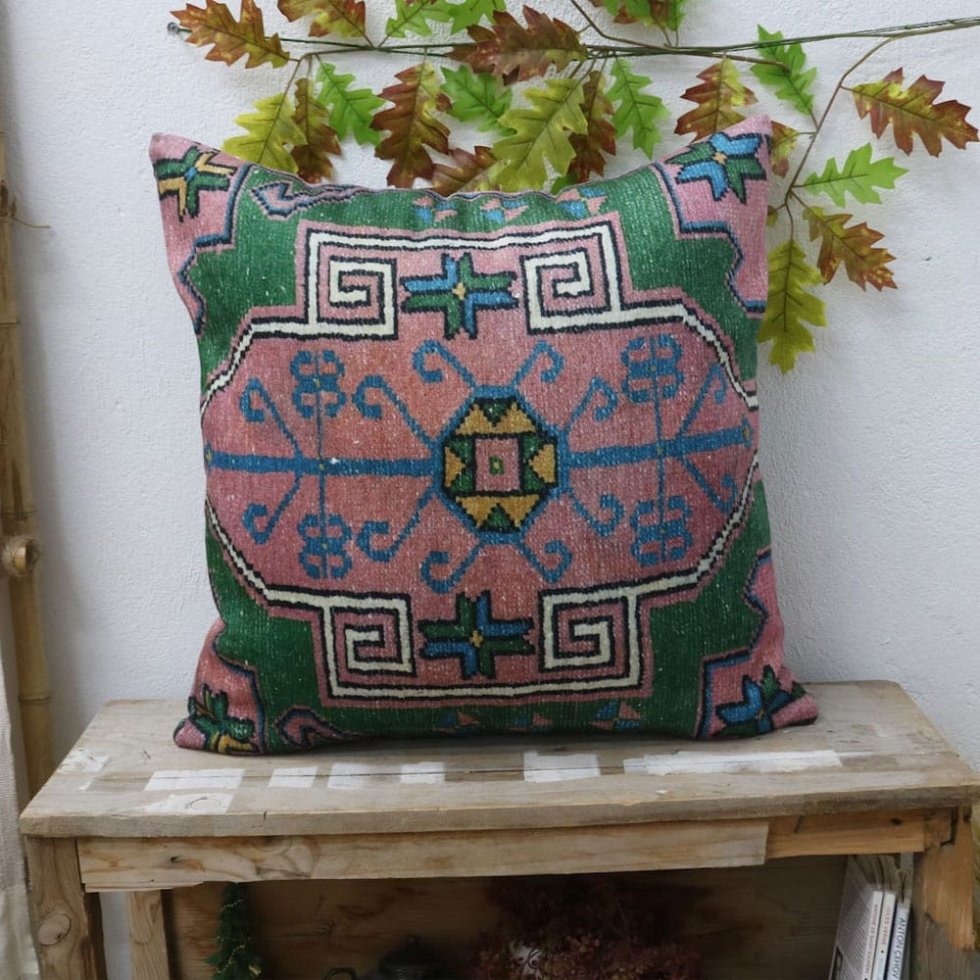 Coussin kilim vert