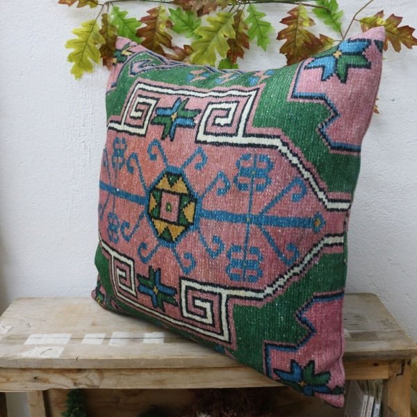 Coussin kilim vert