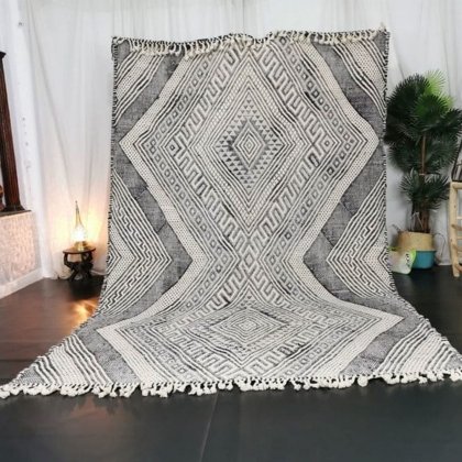 Tapis berbère géométrique kilim gris