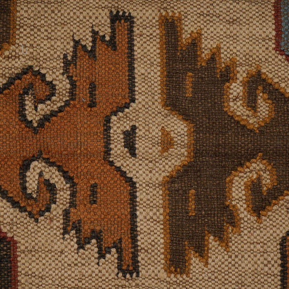 Tapis ethnique Kilim en jute et laine