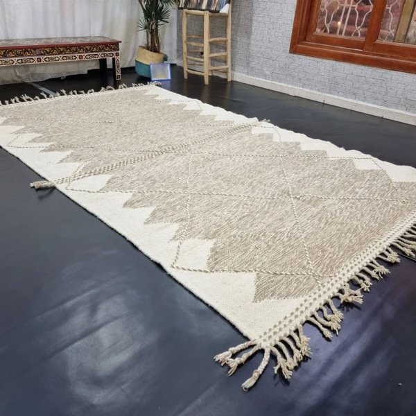 Tapis marocain Kilim beige