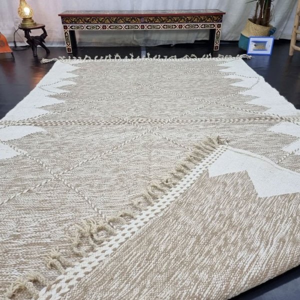 Tapis marocain Kilim beige