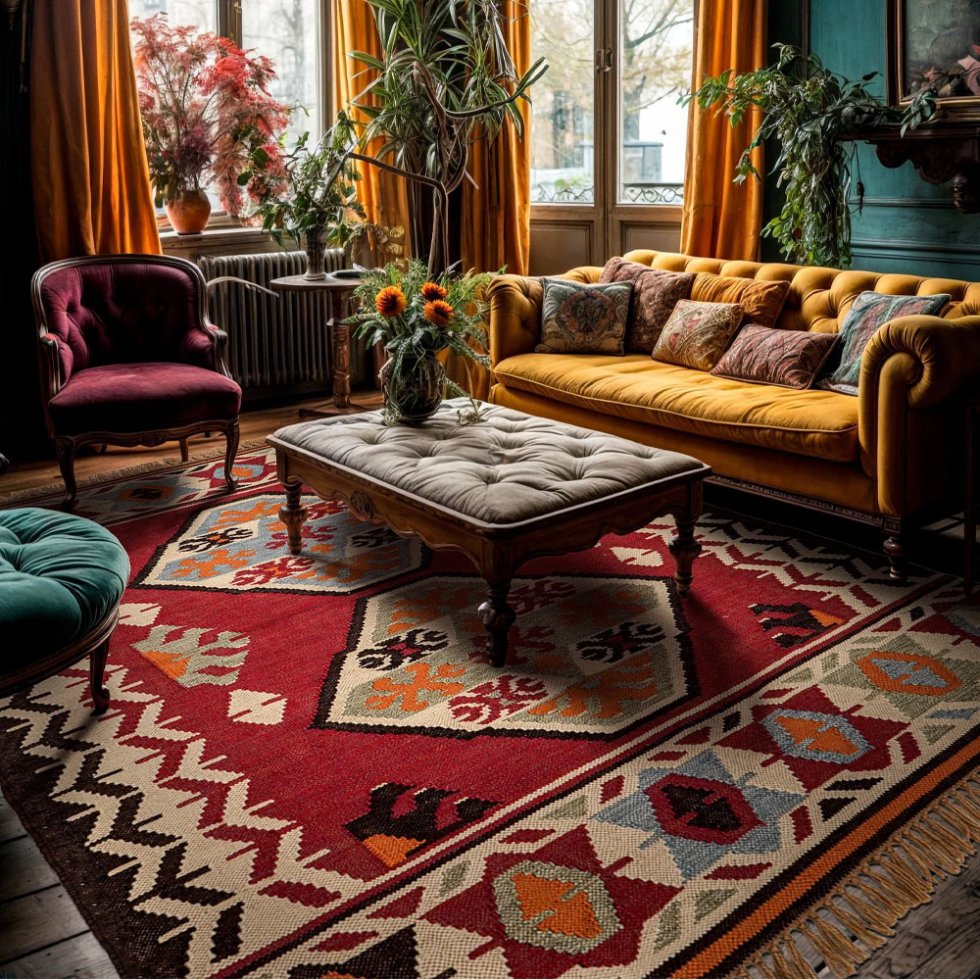 Tapis kilim de style amérindien