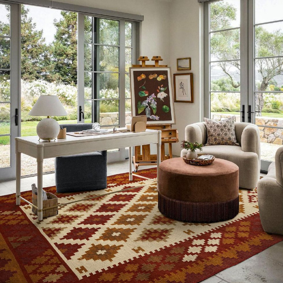 Tapis kilim de salon de style navajo