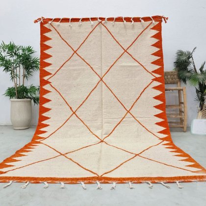 Tapis berbère Kilim orange et blanc