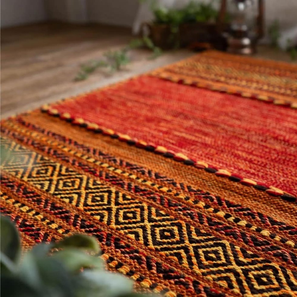 Tapis indien kilim orange