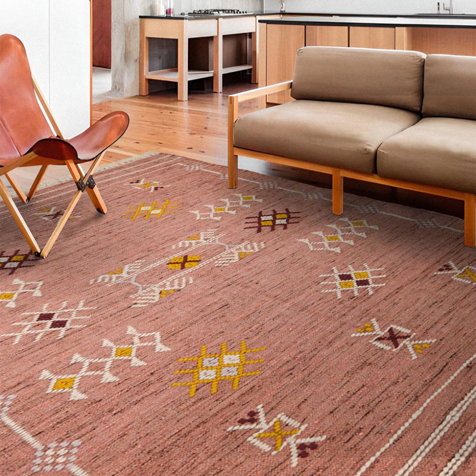 Tapis kilim aztèque rose de style ethnique