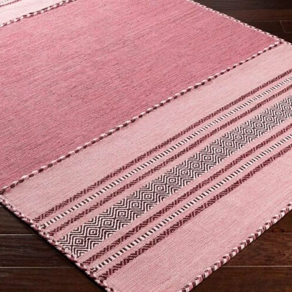 Tapis indien kilim rose