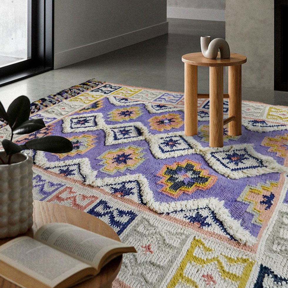 Tapis kilim indien violet