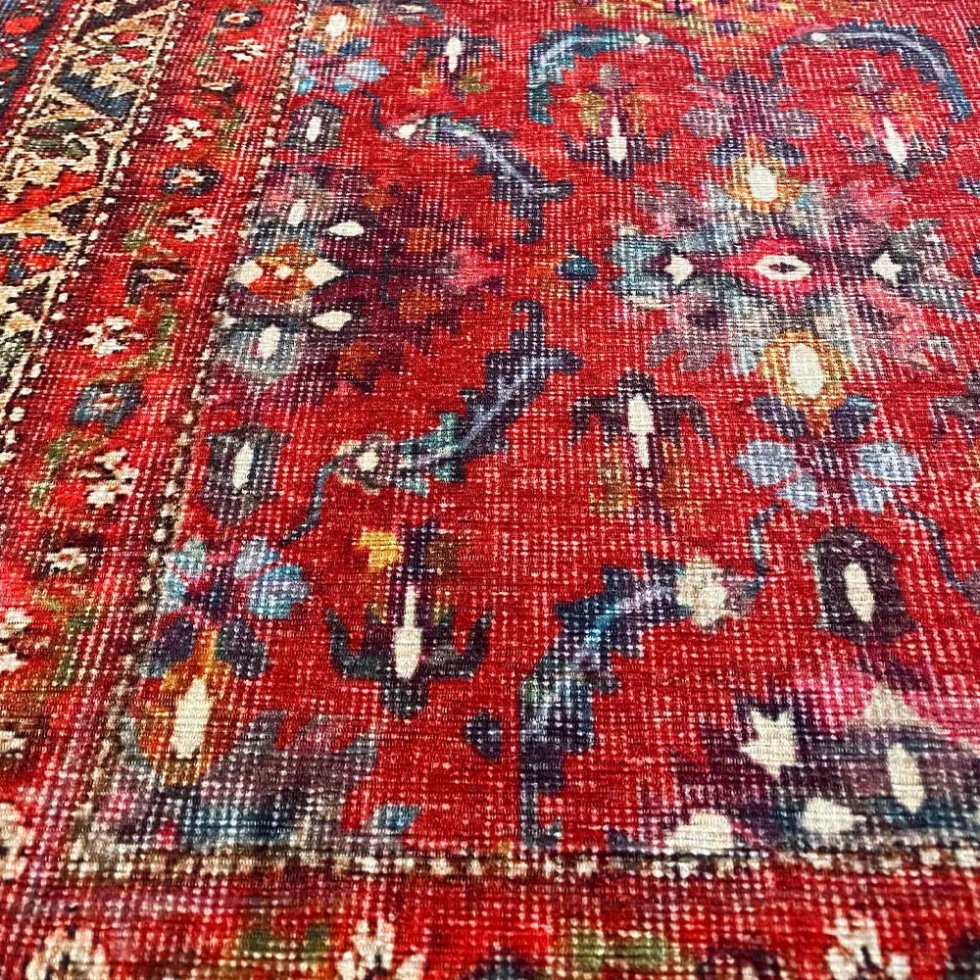 Tapis rouge lavable de style Oushak
