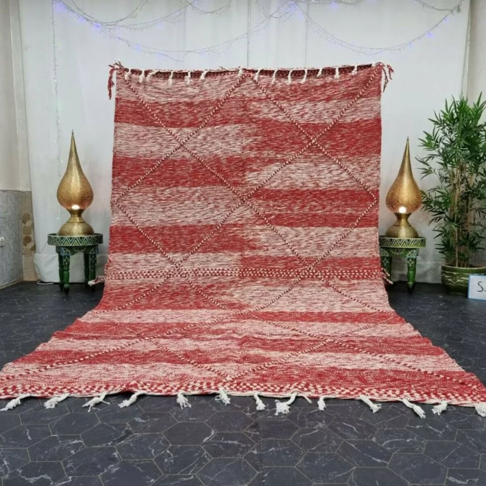 Tapis berbère kilim rouge et blanc