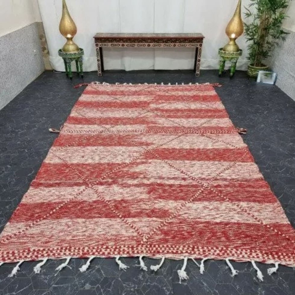 Tapis berbère kilim rouge et blanc