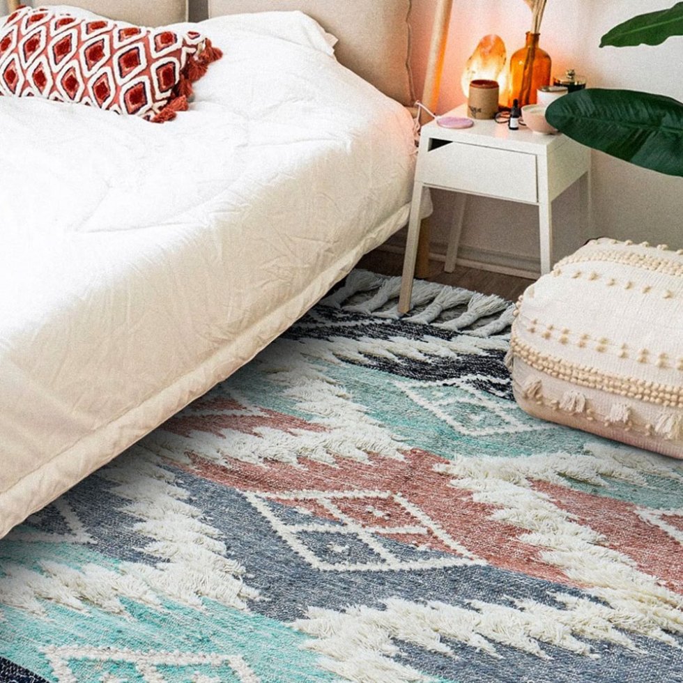 Tapis kilim pastel shaggy