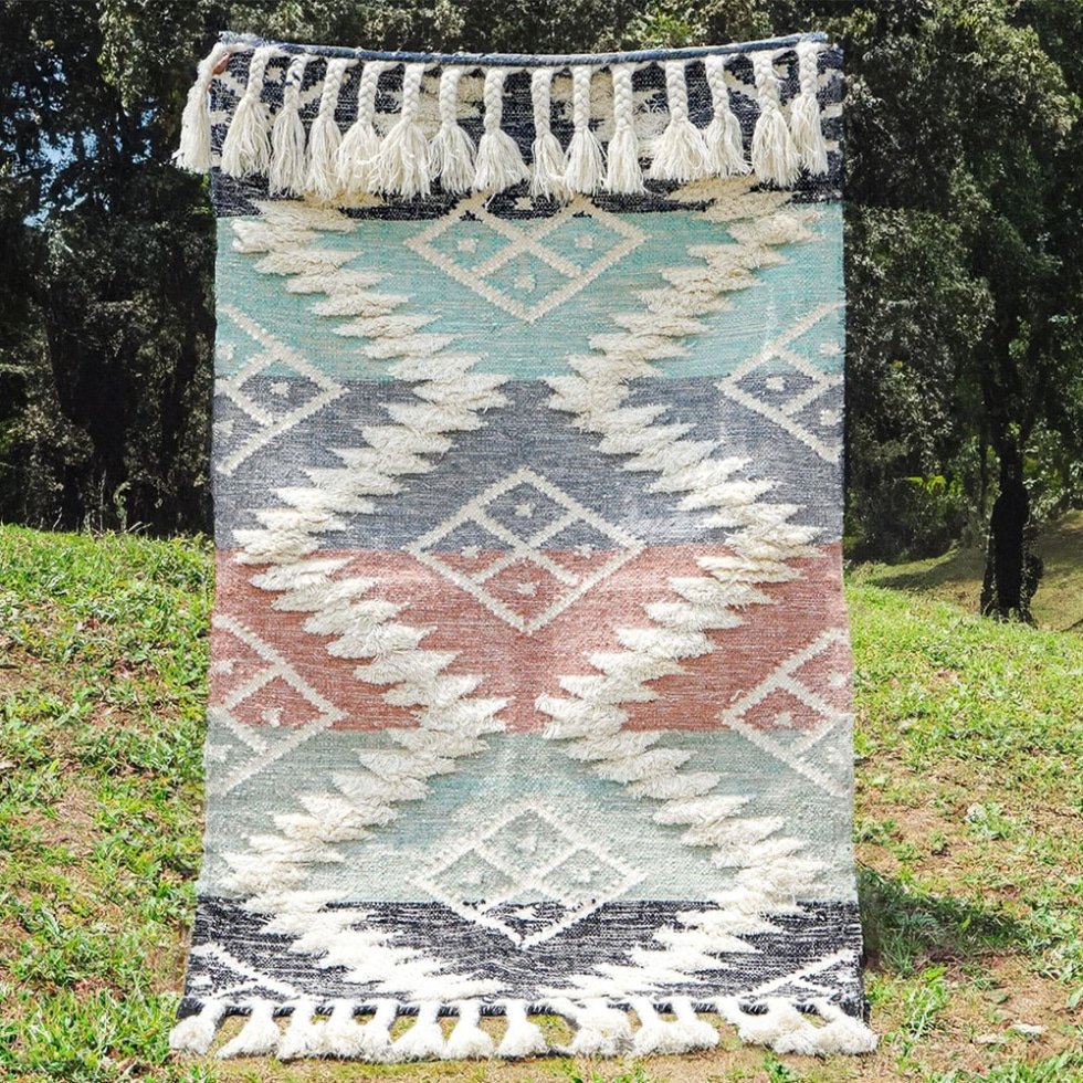 Tapis kilim pastel shaggy