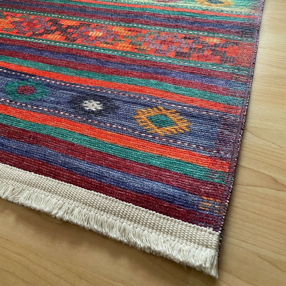 Tapis imprimé rayé de style afghan
