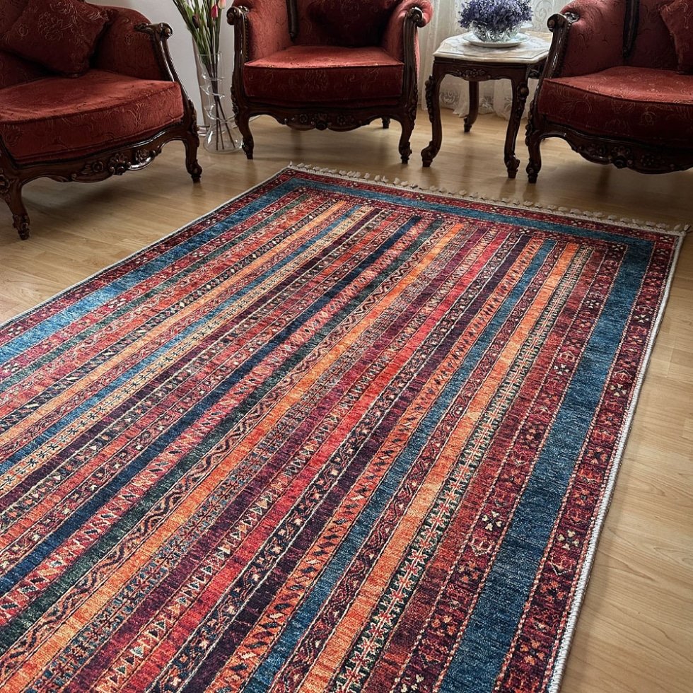 Tapis turc rayé de style kilim