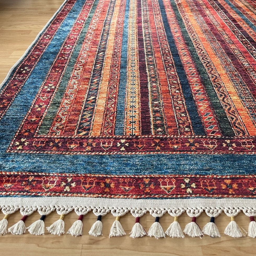Tapis turc rayé de style kilim
