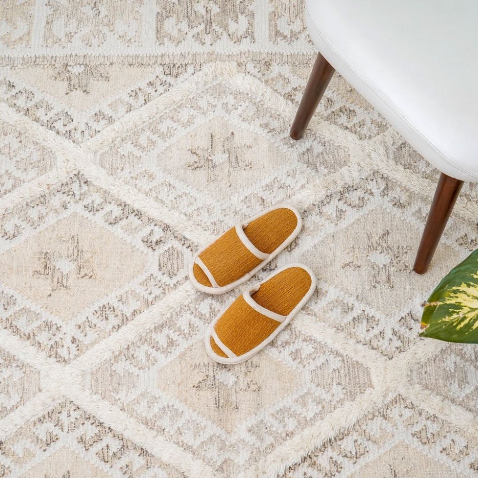 Tapis boho kilim blanc