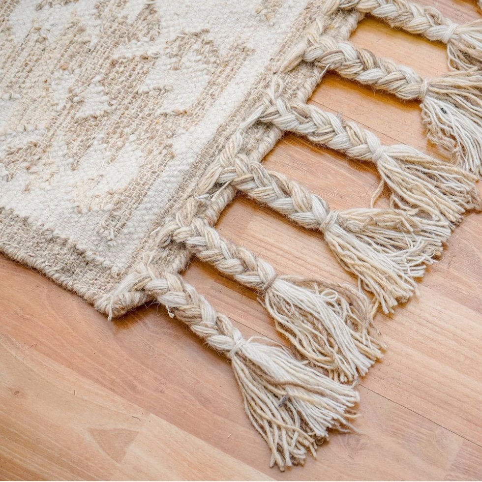 Tapis boho kilim blanc