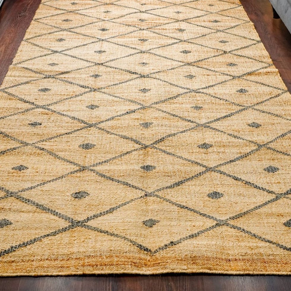 Tapis indien Kilim à diamants jaunes