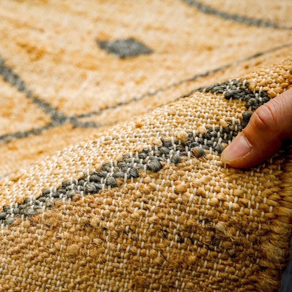 Tapis indien Kilim à diamants jaunes